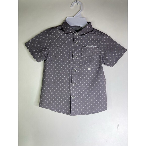 Eddie Bauer Gray Button Down Up Short Sleeve Shirt Toddler Boys Size 3T - Picture 1 of 5